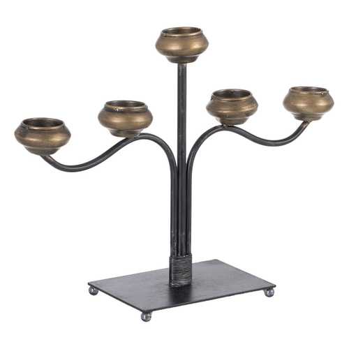 CANDELABRO ORO-NEGRO METAL DECORACIÓN 41 X 12 X 30,50 CM