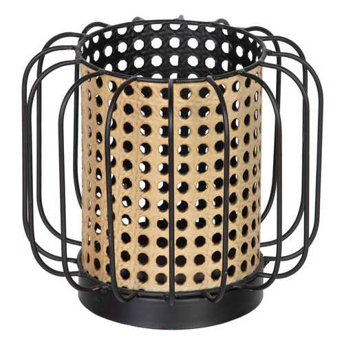 PORTAVELAS NATURAL-NEGRO METAL 18,50 X 18,50 X 16,50 CM