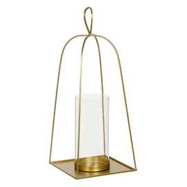 PORTAVELAS ORO CRISTAL/METAL DECORACIÓN 23 X 23 X 56 CM