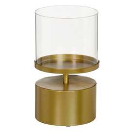 PORTAVELAS ORO CRISTAL/METAL DECORACIÓN 15,50 X 15,50 X 25 C