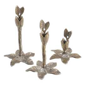 PORTAVELAS ORO ALUMINIO DECORACIÓN 14 X 14 X 20 CM