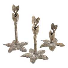 PORTAVELAS ORO ALUMINIO DECORACIÓN 14 X 14 X 24 CM