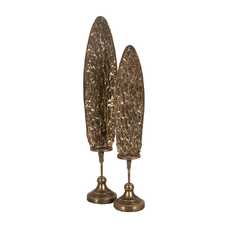 FIGURA PORTAVELAS ORO METAL DECORACIÓN 16 X 17,50 X 84 CM FIGURA PORTAVELAS ORO METAL DECORACIÓN 16 X 17,50 X 84 CM