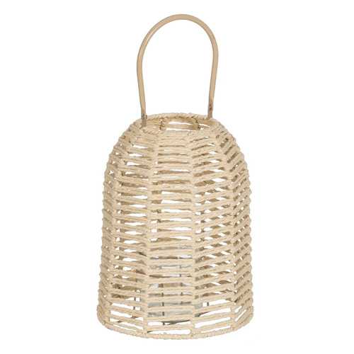 FAROL PORTAVELAS NATURAL PAPEL-METAL 23 X 23 X 30,50 CM