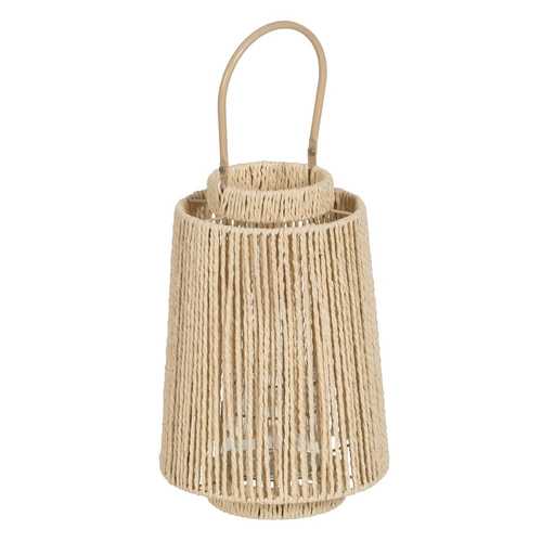 FAROL PORTAVELAS NATURAL PAPEL-METAL 23,50 X 23,50 X 35 CM