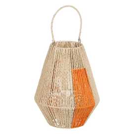 FAROL PORTAVELAS CREMA-NARANJA 31,50 X 31,50 X 39 CM