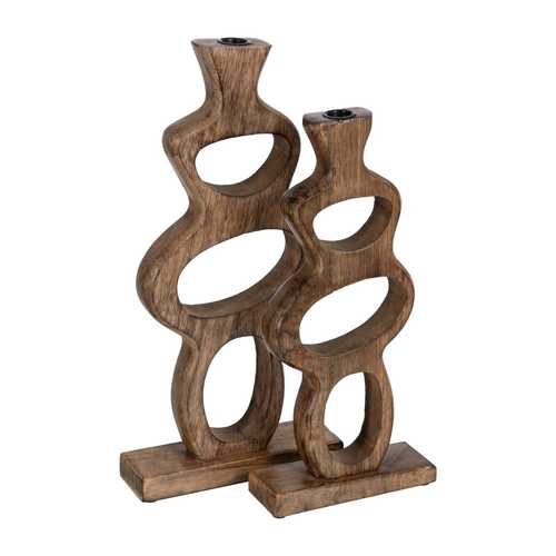 S/2 CANDELABRO NATURAL MADERA DE MANGO 20 X 6,50 X 41 CM