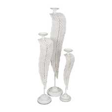 PORTAVELAS HOJA BLANCO METAL DECORACIÓN 23,50 X 22,50 X 118