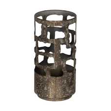 PORTAVELAS ORO ENVEJECIDO METAL 15 X 15 X 30 CM