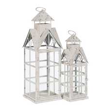 FAROL PORTAVELAS AZUL CLARO METAL 21 X 21 X 63 CM