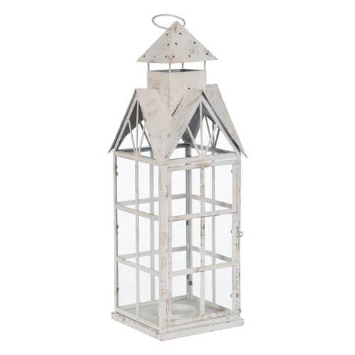 FAROL PORTAVELAS AZUL CLARO METAL 21 X 21 X 63 CM