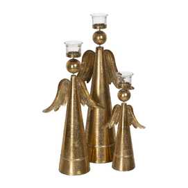 PORTAVELAS ÁNGEL ORO METAL-CRISTAL 18,50 X 8 X 34 CM