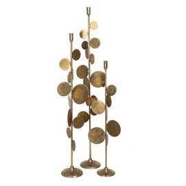 PORTAVELAS ORO METAL DECORACIÓN 19,50 X 19,50 X 103,50 CM