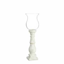 PORTAVELAS BLANCO CEMENTO-CRISTAL 20,50 X 20,50 X 71 CM