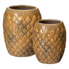 MACETERO MOSTAZA CERÁMICA DECORACIÓN 15,50 X 15,50 X 18,50 C