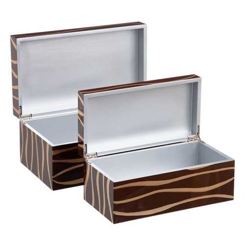 S/2 CAJAS ZEBRA MARRÓN-ORO DM 35 X 20 X 15 CM