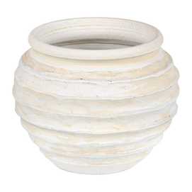 MACETERO CREMA CERÁMICA DECORACIÓN 30 X 30 X 27 CM