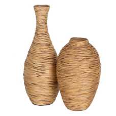 JARRÓN FIBRA NATURAL DECORACIÓN 26 X 26 X 60 CM JARRÓN FIBRA NATURAL DECORACIÓN 26 X 26 X 60 CM