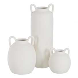 JARRÓN BLANCO BARRO DECORACIÓN 16 X 16 X 20 CM