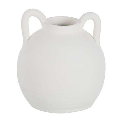 JARRÓN BLANCO BARRO DECORACIÓN 16 X 16 X 20 CM