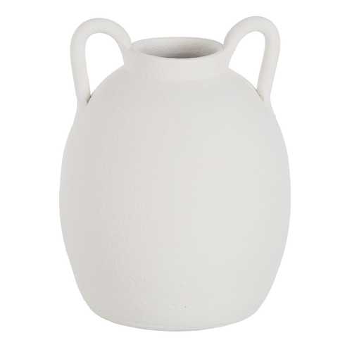 JARRÓN BLANCO BARRO DECORACIÓN 20 X 20 X 30 CM