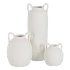 JARRÓN BLANCO BARRO DECORACIÓN 17 X 17 X 50 CM