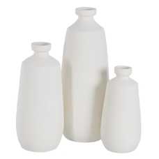 JARRÓN BLANCO BARRO DECORACIÓN 20 X 20 X 50 CM