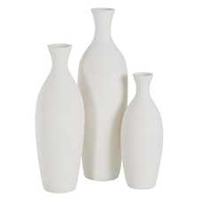 JARRÓN BLANCO BARRO DECORACIÓN 14 X 14 X 40 CM