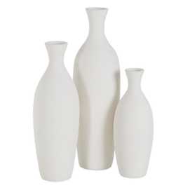 JARRÓN BLANCO BARRO DECORACIÓN 14 X 14 X 40 CM