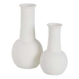 JARRÓN BLANCO BARRO DECORACIÓN 16 X 16 X 30 CM