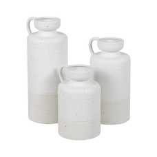 JARRÓN BLANCO METAL DECORACIÓN 16 X 16 X 40 CM JARRÓN BLANCO METAL DECORACIÓN 16 X 16 X 40 CM