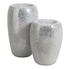 JARRÓN BLANCO FIBRA DE VIDRIO DECORACIÓN 46 X 46 X 70,50 CM JARRÓN BLANCO FIBRA DE VIDRIO DECORACIÓN 46 X 46 X 70,50 CM