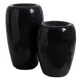 JARRÓN NEGRO FIBRA DE VIDRIO DECORACIÓN 46 X 46 X 70,50 CM
