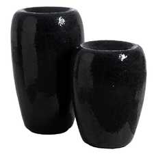 JARRÓN NEGRO FIBRA DE VIDRIO DECORACIÓN 46 X 46 X 91 CM