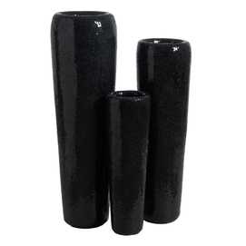 JARRÓN NEGRO FIBRA DE VIDRIO DECORACIÓN 25 X 25 X 82 CM