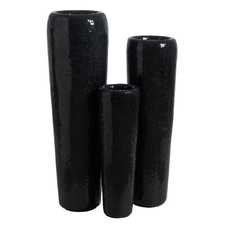 JARRÓN NEGRO FIBRA DE VIDRIO DECORACIÓN 34 X 34 X 127 CM