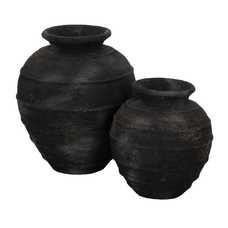 JARRÓN GRIS FIBRA DE CEMENTO DECORACIÓN 35 X 35 X 41 CM