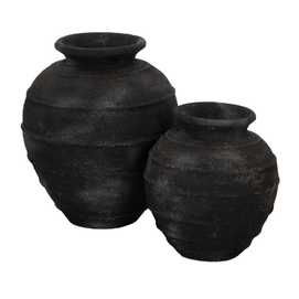 JARRÓN GRIS FIBRA DE CEMENTO DECORACIÓN 35 X 35 X 41 CM