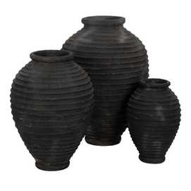 JARRÓN GRIS FIBRA DE CEMENTO DECORACIÓN 39 X 39 X 60 CM