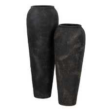 JARRÓN GRIS FIBRA DE CEMENTO DECORACIÓN 42 X 42 X 120 CM