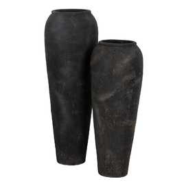 JARRÓN GRIS FIBRA DE CEMENTO DECORACIÓN 42 X 42 X 120 CM