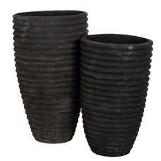 JARRÓN GRIS FIBRA DE CEMENTO DECORACIÓN 82 X 82 X 120 CM