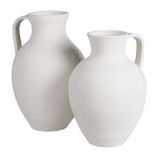 JARRÓN ASA BLANCO CERÁMICA DECORACIÓN 27 X 27 X 46 CM JARRÓN ASA BLANCO CERÁMICA DECORACIÓN 27 X 27 X 46 CM