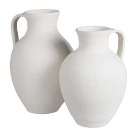 JARRÓN ASA BLANCO CERÁMICA DECORACIÓN 27 X 27 X 46 CM