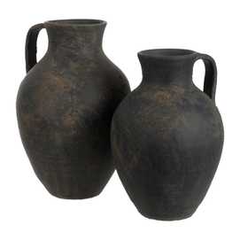 JARRÓN ASA GRIS ENVEJECIDO CERÁMICA 26 X 26 X 36 CM