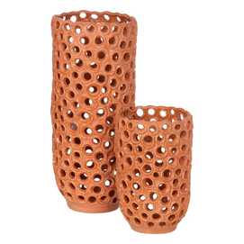 JARRÓN NARANJA CERÁMICA DECORACIÓN 20 X 20 X 32 CM