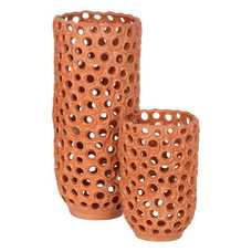 JARRÓN NARANJA CERÁMICA DECORACIÓN 24 X 23,50 X 54,50 CM JARRÓN NARANJA CERÁMICA DECORACIÓN 24 X 23,50 X 54,50 CM