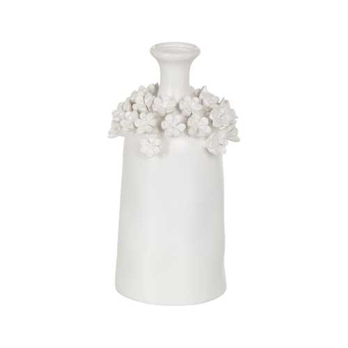 JARRÓN FLORES BLANCO CERÁMICA 15 X 15 X 31 CM