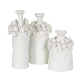 JARRÓN FLORES BLANCO CERÁMICA 17 X 17 X 23 CM