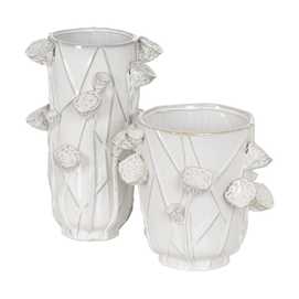 JARRÓN FLORES BLANCO CERÁMICA 25,50 X 24 X 41 CM